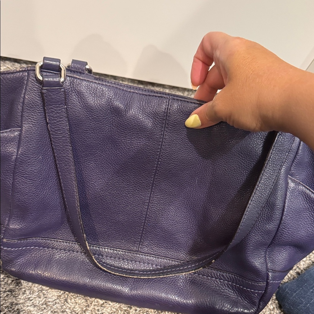 Coach Leather purple Tote Bag - Coach Pebble Leather Shoulder Bag violet - Picture 9 of 9